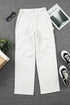High Waist Straight Leg Cargo Pants with Pockets